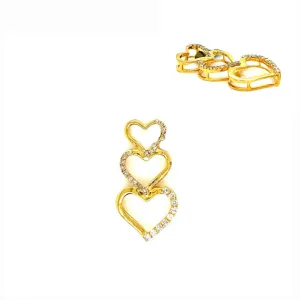 10k Gold Three Heart Pendant Charm With Natural Round Diamonds featuring .26ct - SP25575