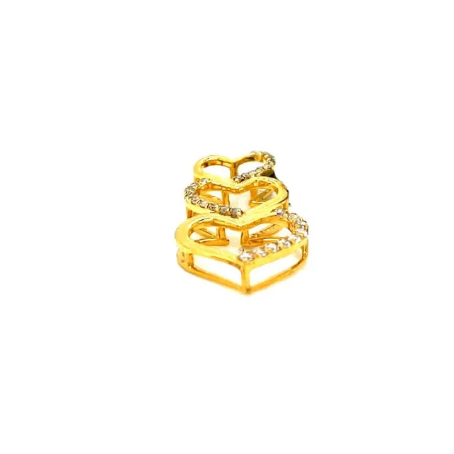 10k Gold Three Heart Pendant Charm With Natural Round Diamonds featuring .26ct - SP25575