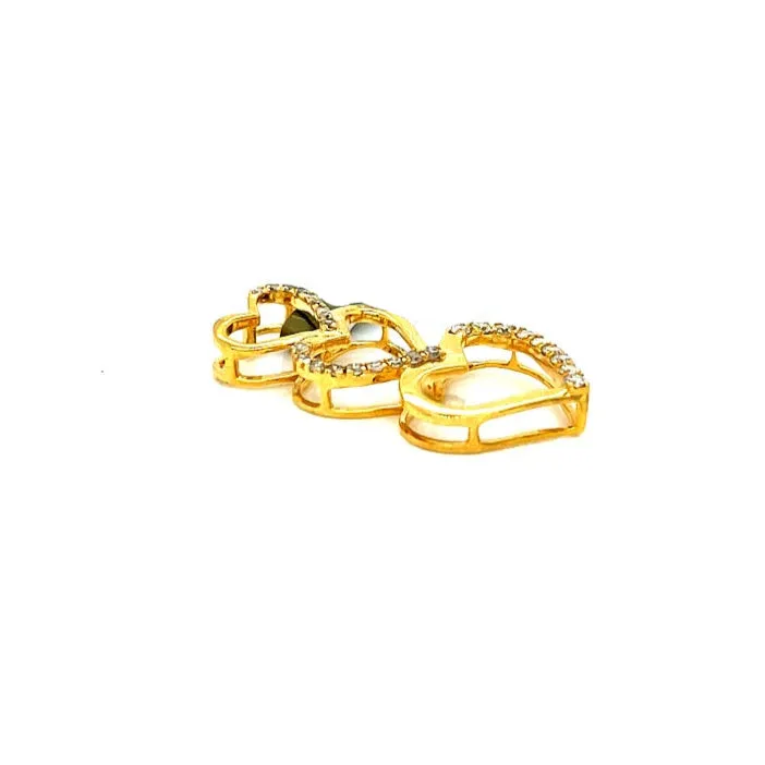 10k Gold Three Heart Pendant Charm With Natural Round Diamonds featuring .26ct - SP25575
