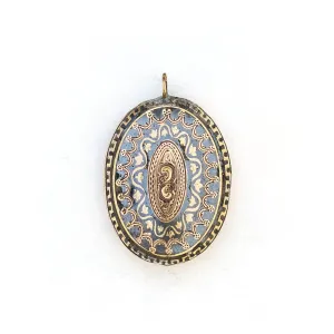 10K Yellow & Rose Gold Niello Antique Locket