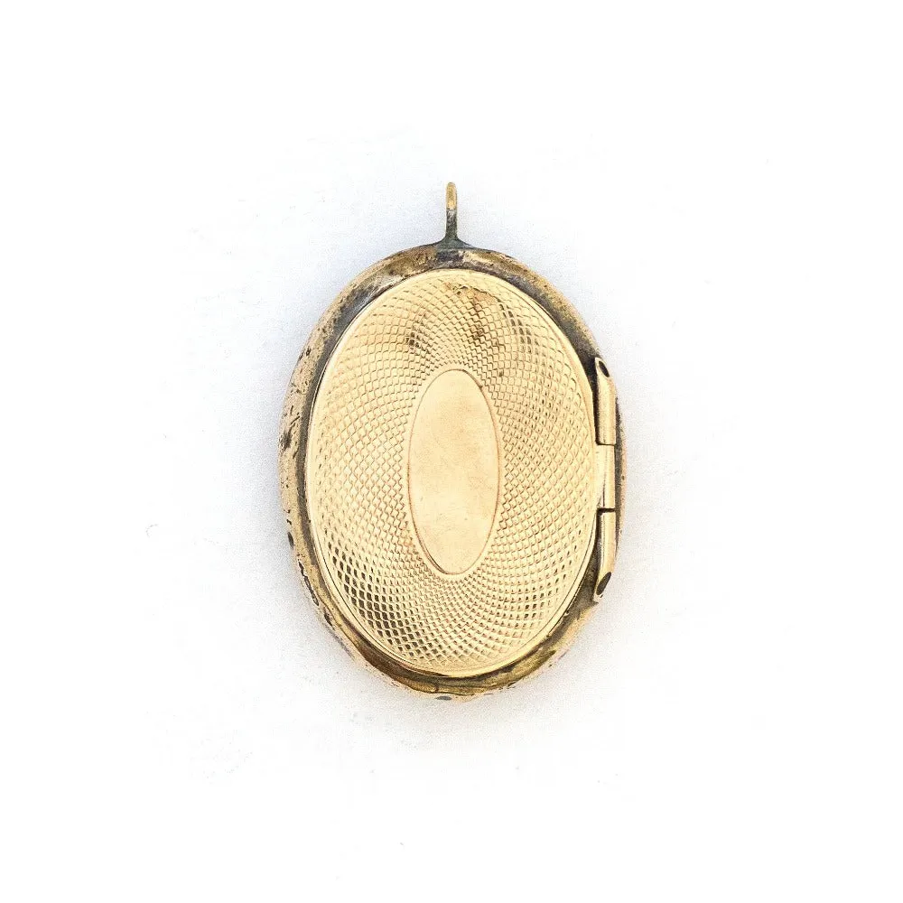 10K Yellow & Rose Gold Niello Antique Locket