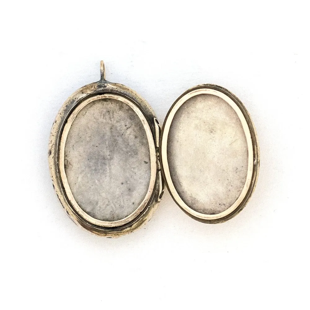 10K Yellow & Rose Gold Niello Antique Locket