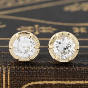 1.16ctw Old European Cut Diamond Collet Stud Earrings
