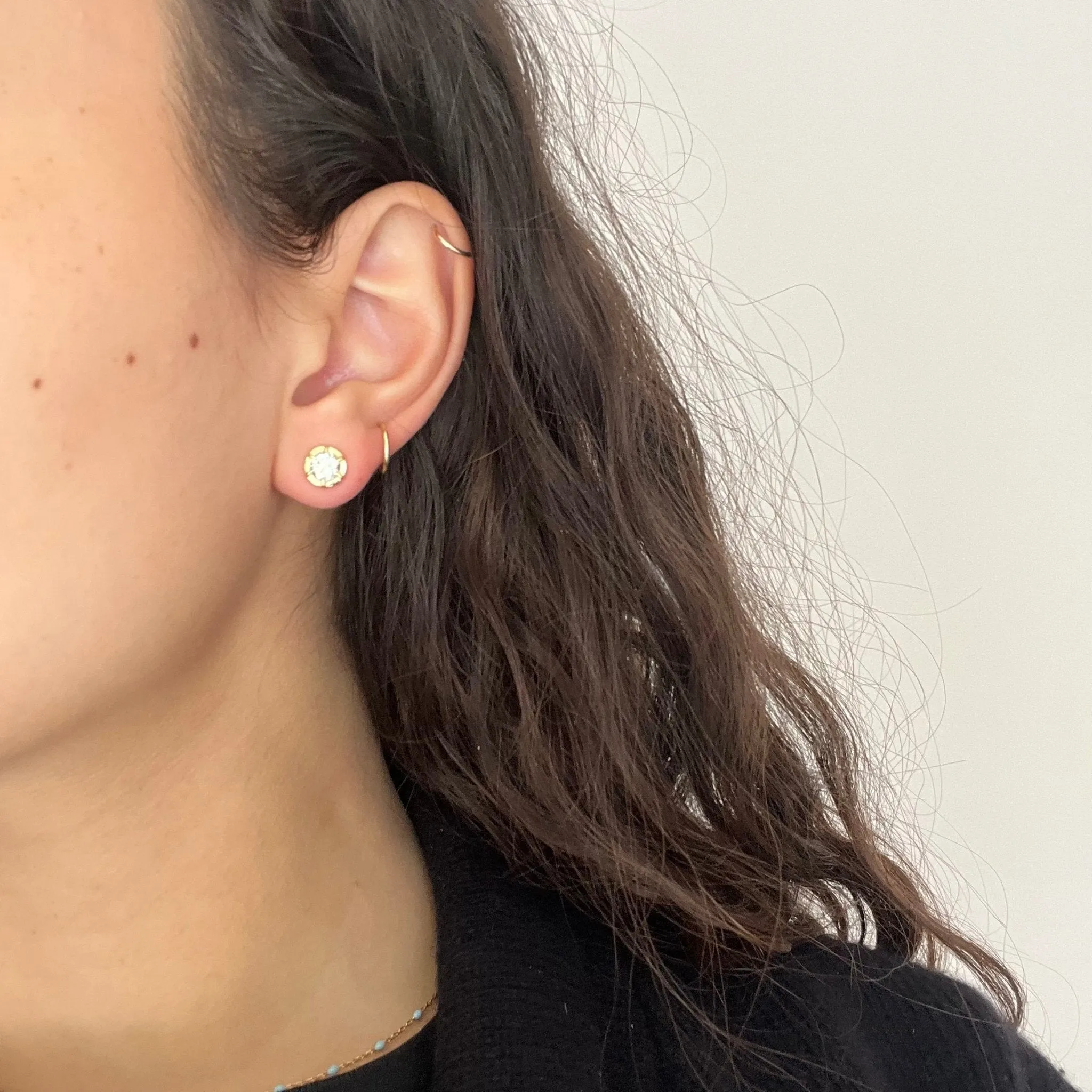 1.16ctw Old European Cut Diamond Collet Stud Earrings
