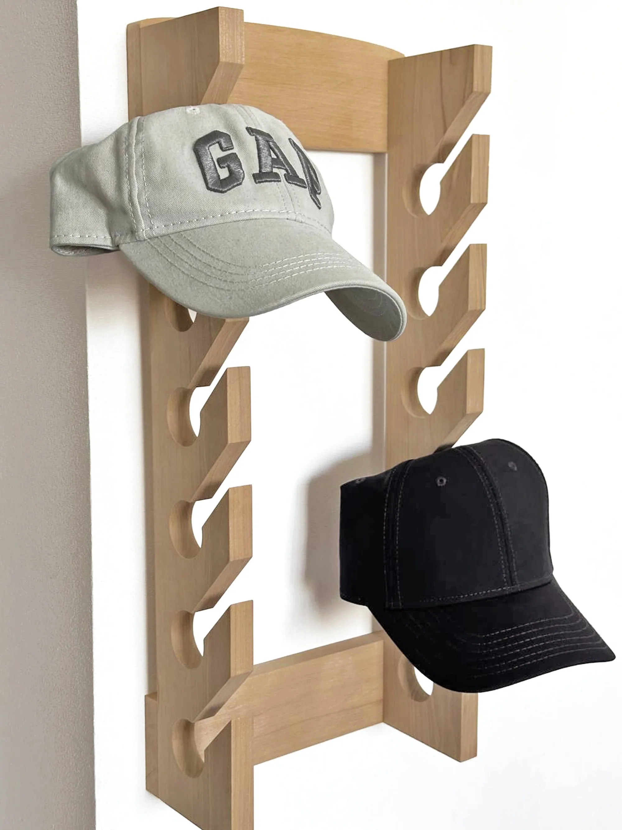 12 Baseball Hat Organizer, Wall Hat Rack, Solid Wood, Entryway Storage, Baseball Hat Holder Christmas Gift for Him, Housewarming gift
