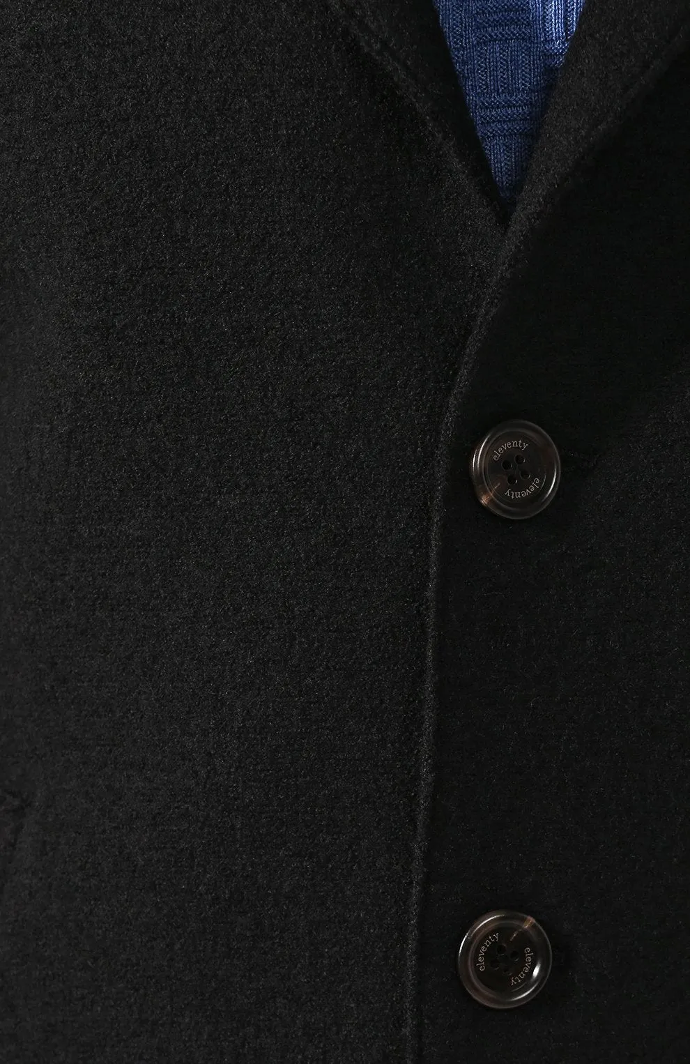 $1,395 ELEVENTY - Black Essential Pure Wool Top Coat - 42 US (52EU)