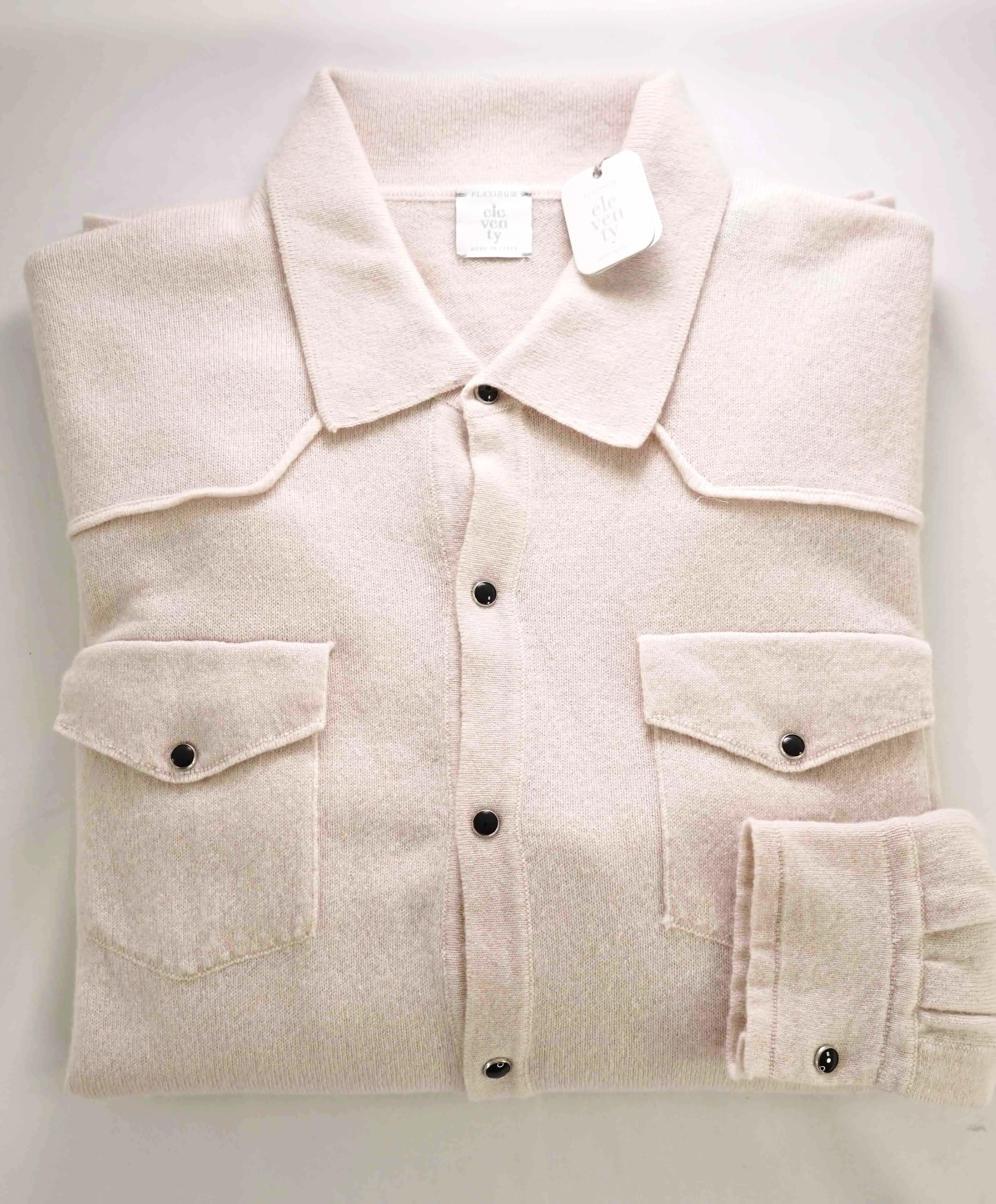 $1,495 ELEVENTY - *PURE CASHMERE* Snap Button Shirt/Jacket Sweater - M