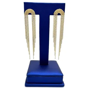 14k Extra Fancy Cable Link Multi-chain Dangle Earrings with Push Back S