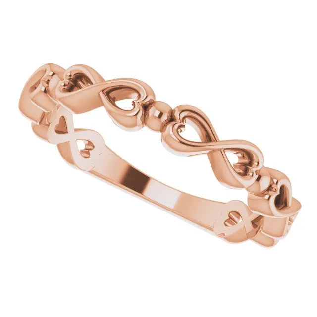 14K Rose Infinity-Inspired Heart Ring