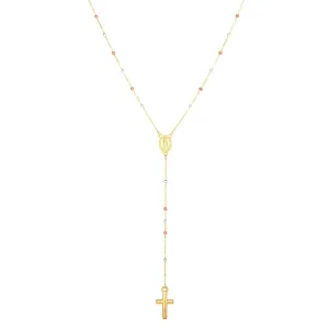 14K Tri-color Gold Rosary Inspired Necklace