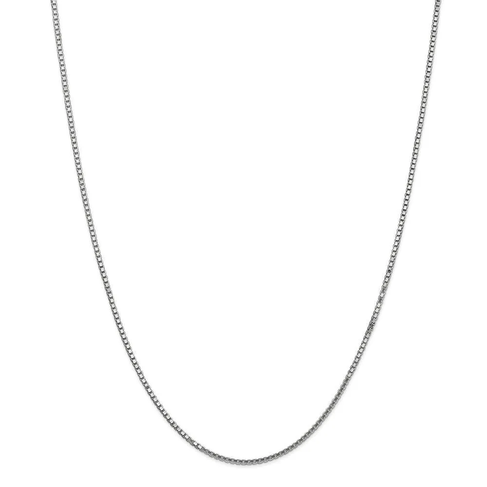 14k White Gold 1.35mm Polished Solid Box Chain
