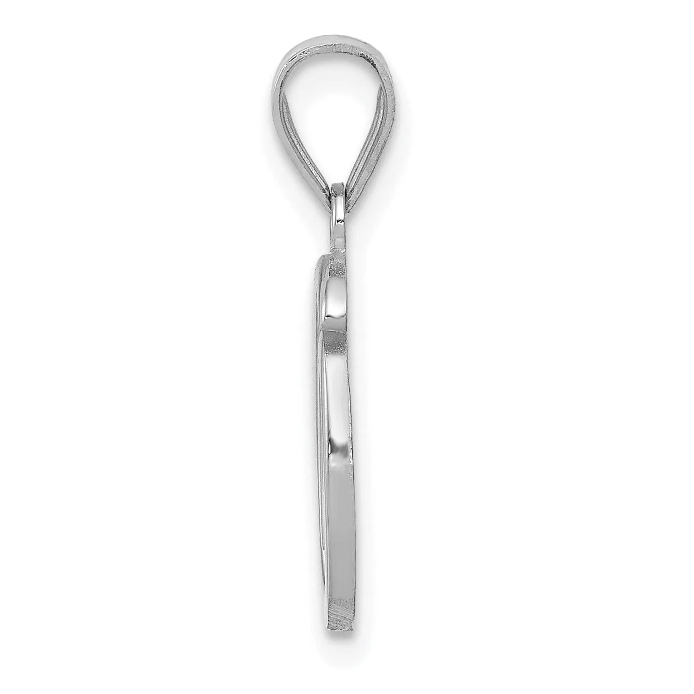 14K White Gold Medium Size Script Design Letter O Initial Charm Pendant