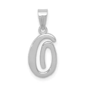 14K White Gold Medium Size Script Design Letter O Initial Charm Pendant