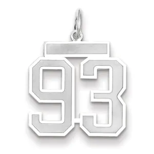 14k White Gold Satin Brush Finish Medium Size Number 93 Charm Pendant