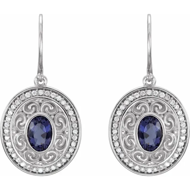14K White Iolite & 1/3 CTW Diamond Earrings