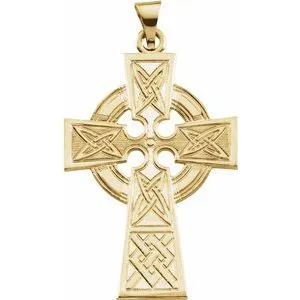 14K Yellow Celtic-Inspired Cross Pendant