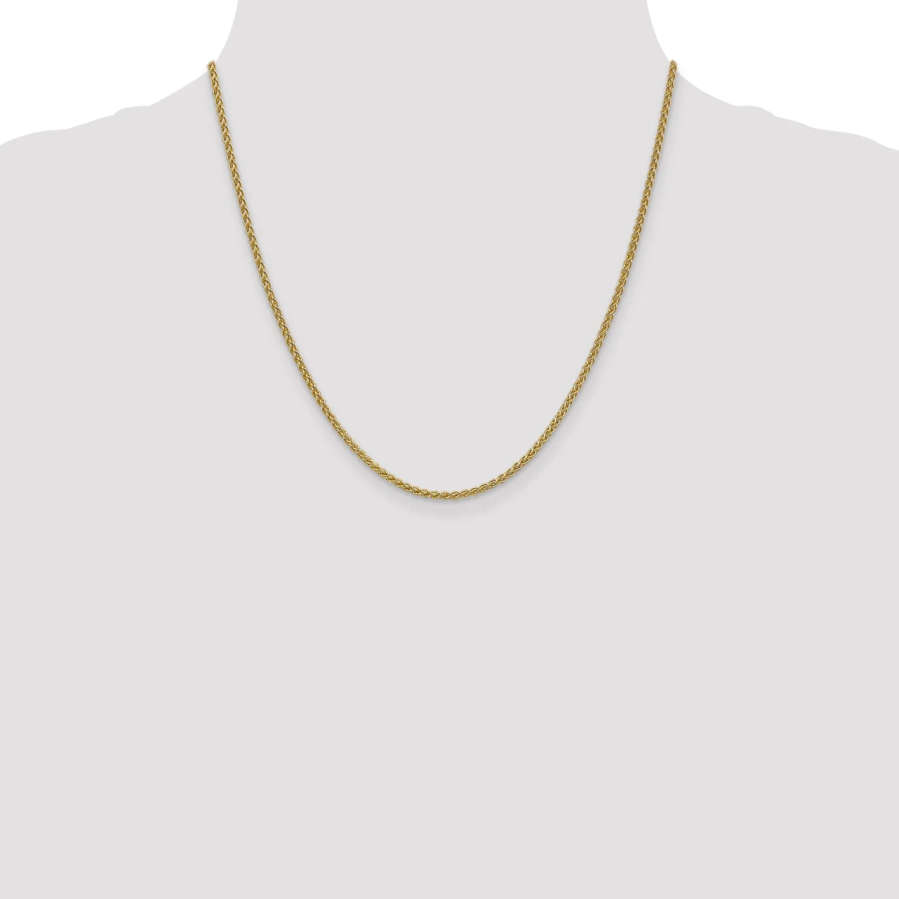 14k Yellow Gold 2.1mm Spiga Wheat Chain