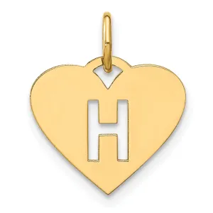 14k Yellow Gold Heart Cut-Out Letter H Initial Pendant
