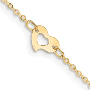 14k Yellow Gold Polished Heart Anklet