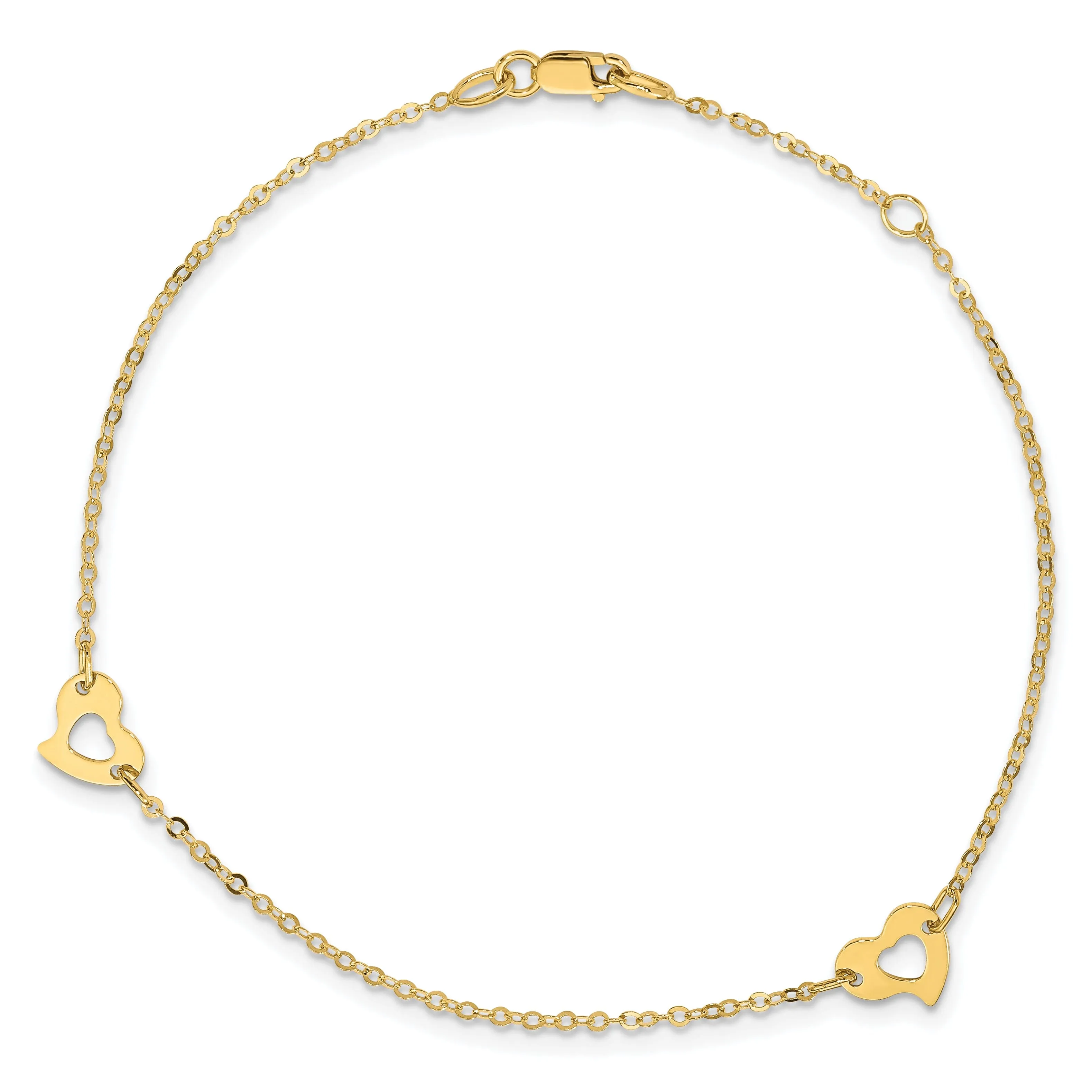 14k Yellow Gold Polished Heart Anklet