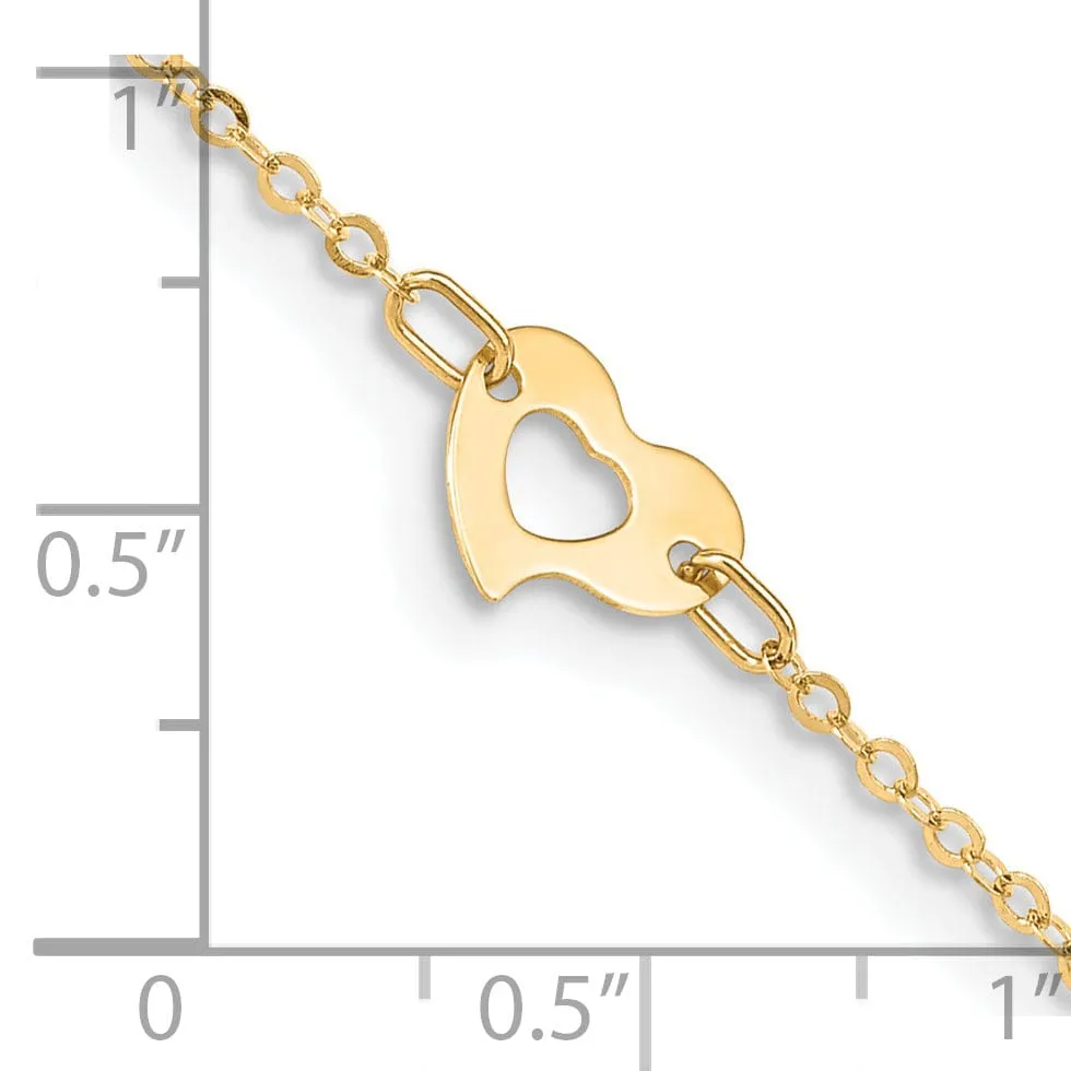 14k Yellow Gold Polished Heart Anklet