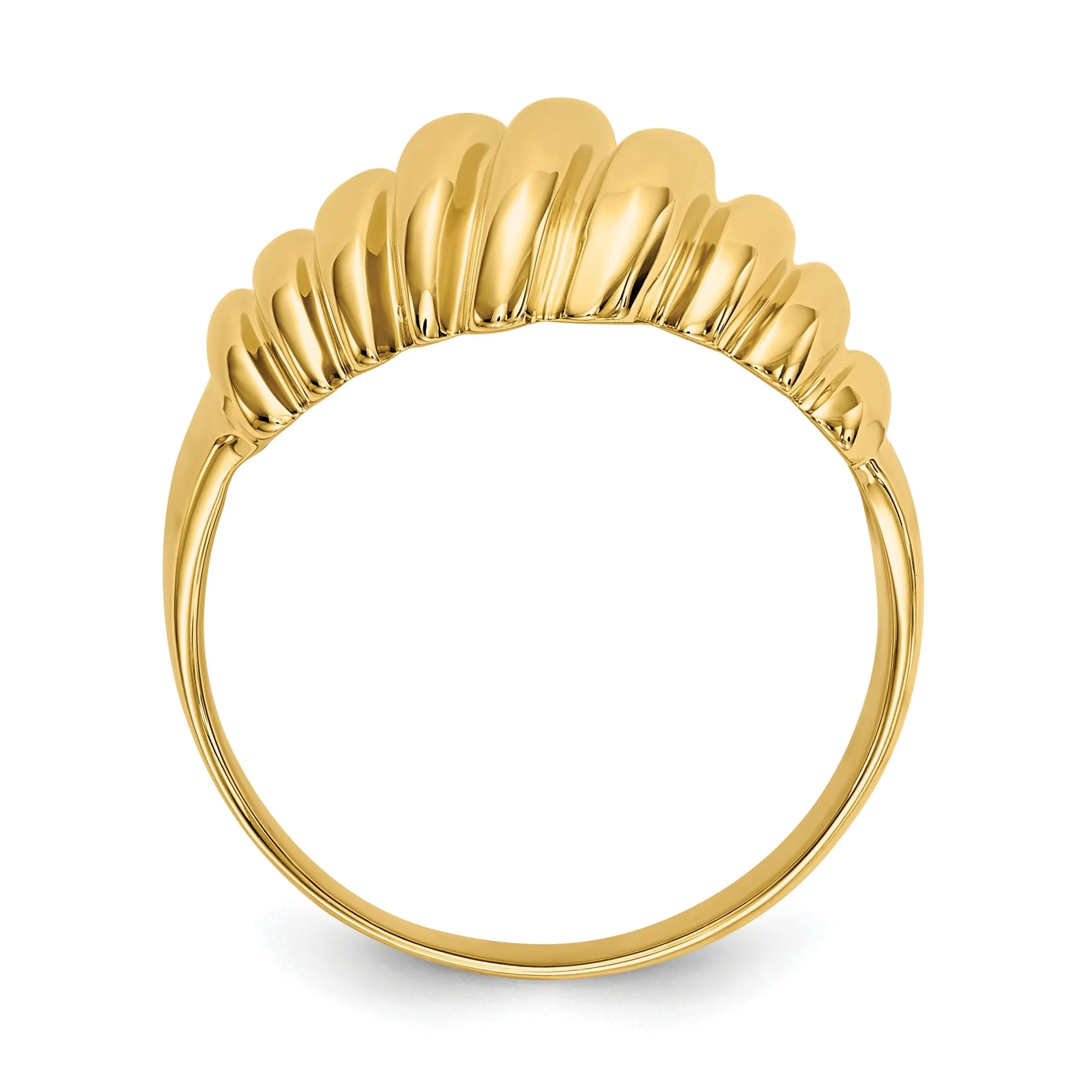 14k Yellow Gold Polished Scalloped Dome Ring