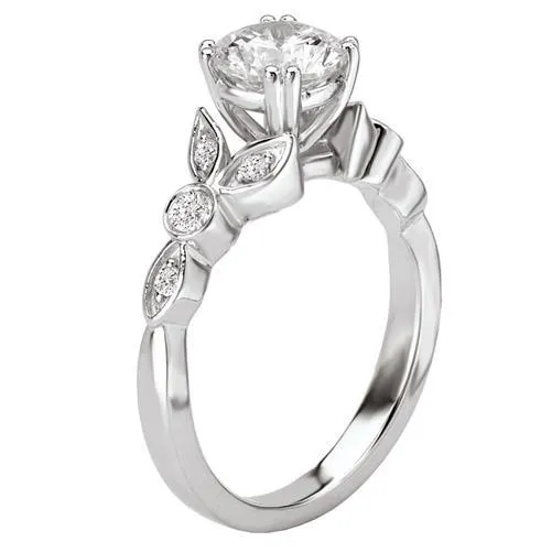14kt Solitaire with Side Diamonds