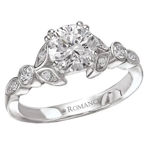 14kt Solitaire with Side Diamonds