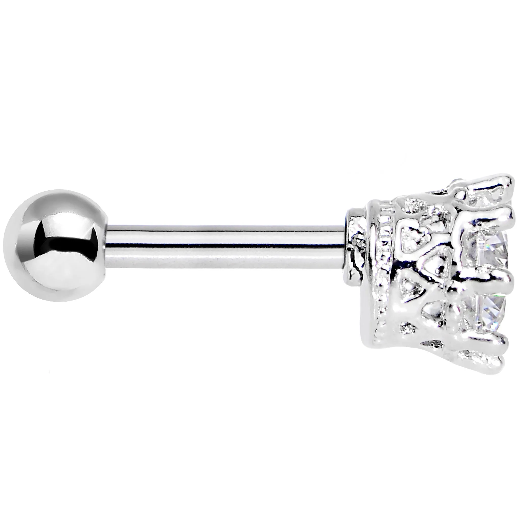 16 Gauge Clear CZ Classic Prong Set Tragus Cartilage Earring 1/4