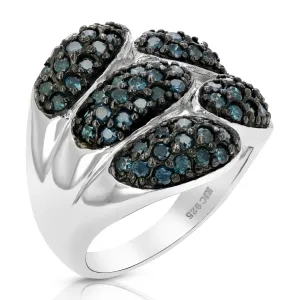 1.60 cttw Mushroom Blue Diamond Statement Ring in Sterling Silver