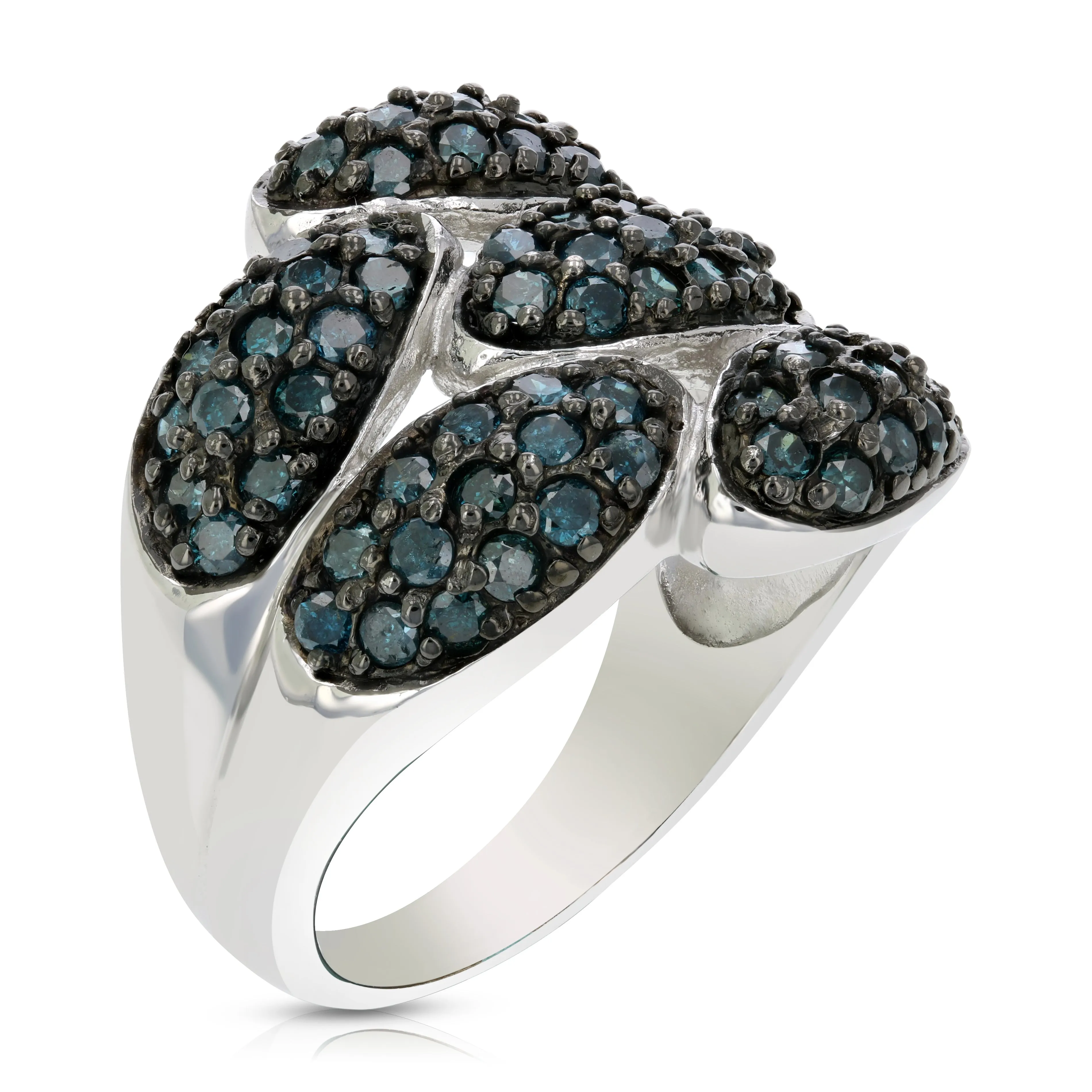 1.60 cttw Mushroom Blue Diamond Statement Ring in Sterling Silver