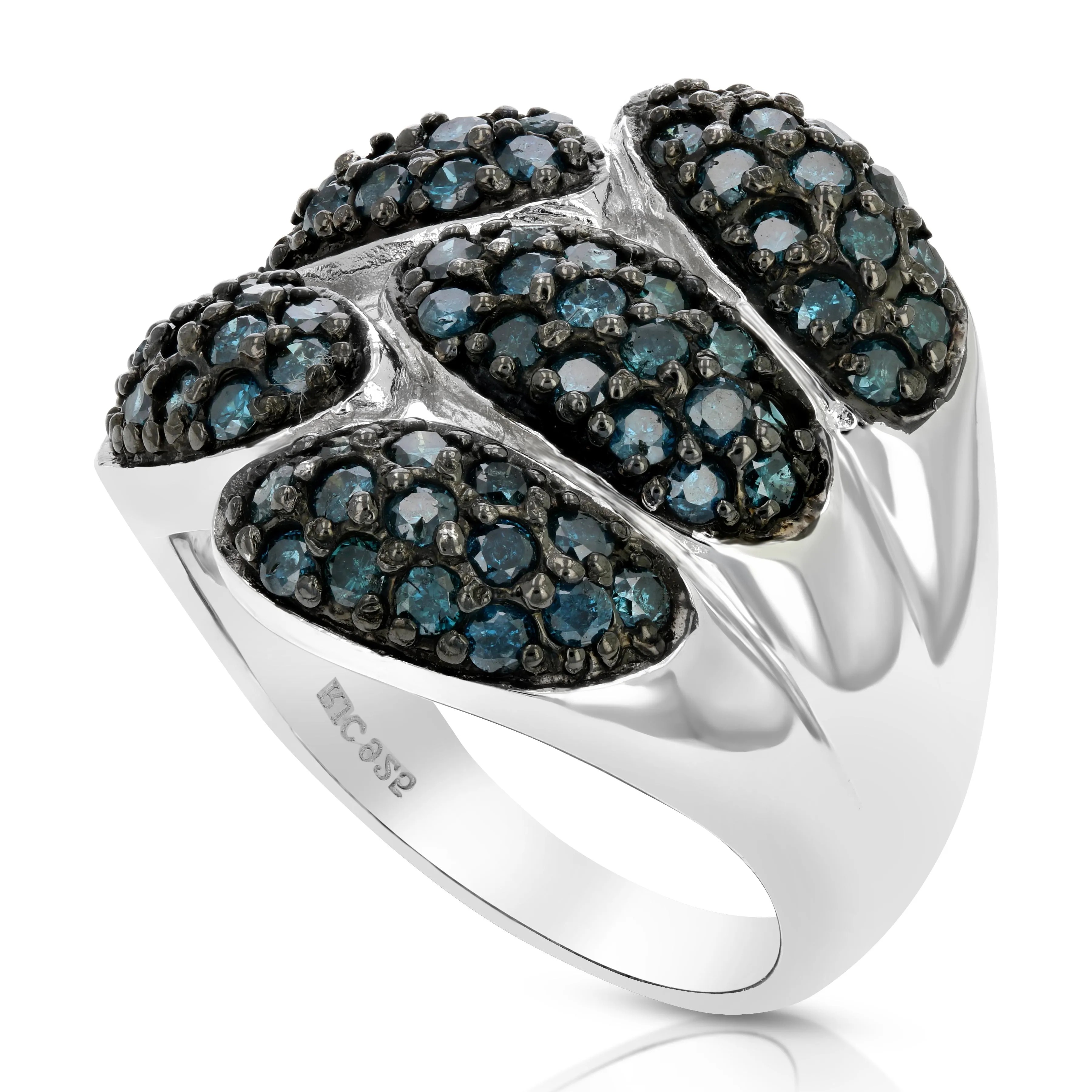 1.60 cttw Mushroom Blue Diamond Statement Ring in Sterling Silver