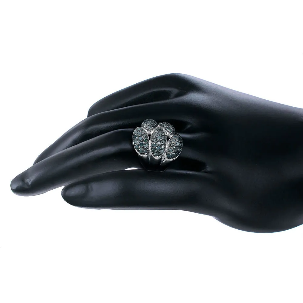 1.60 cttw Mushroom Blue Diamond Statement Ring in Sterling Silver