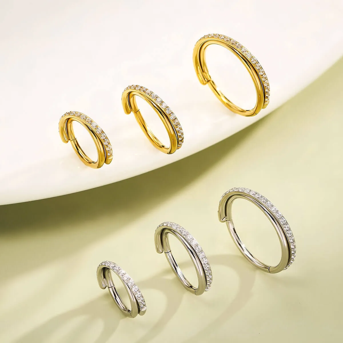 18G CZ Hinged Segment Entwine Nose Ring Cartilage Earring