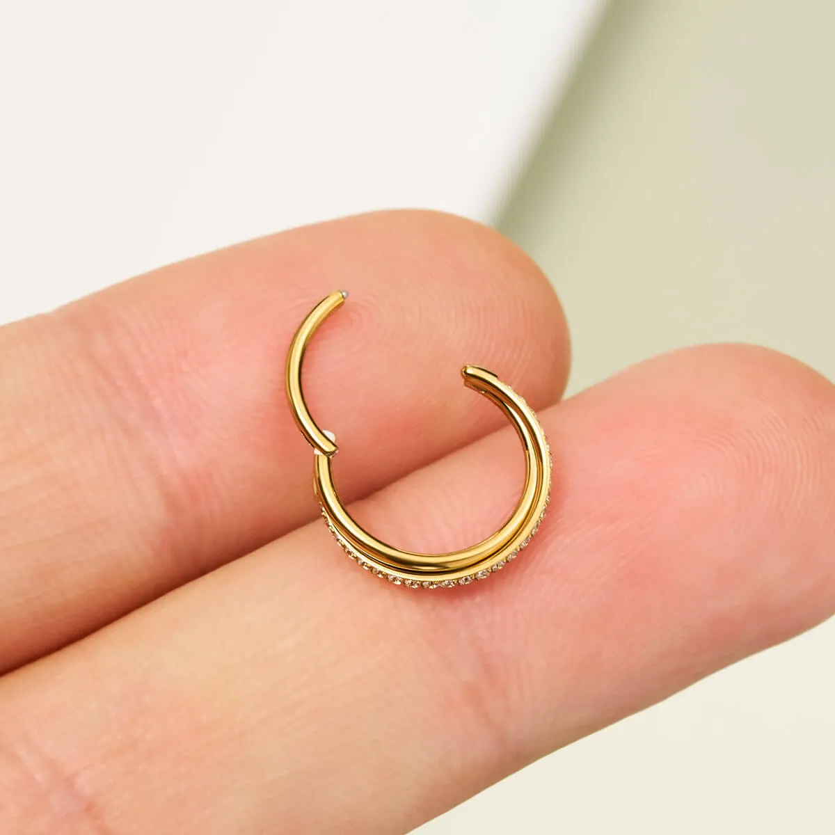 18G CZ Hinged Segment Entwine Nose Ring Cartilage Earring