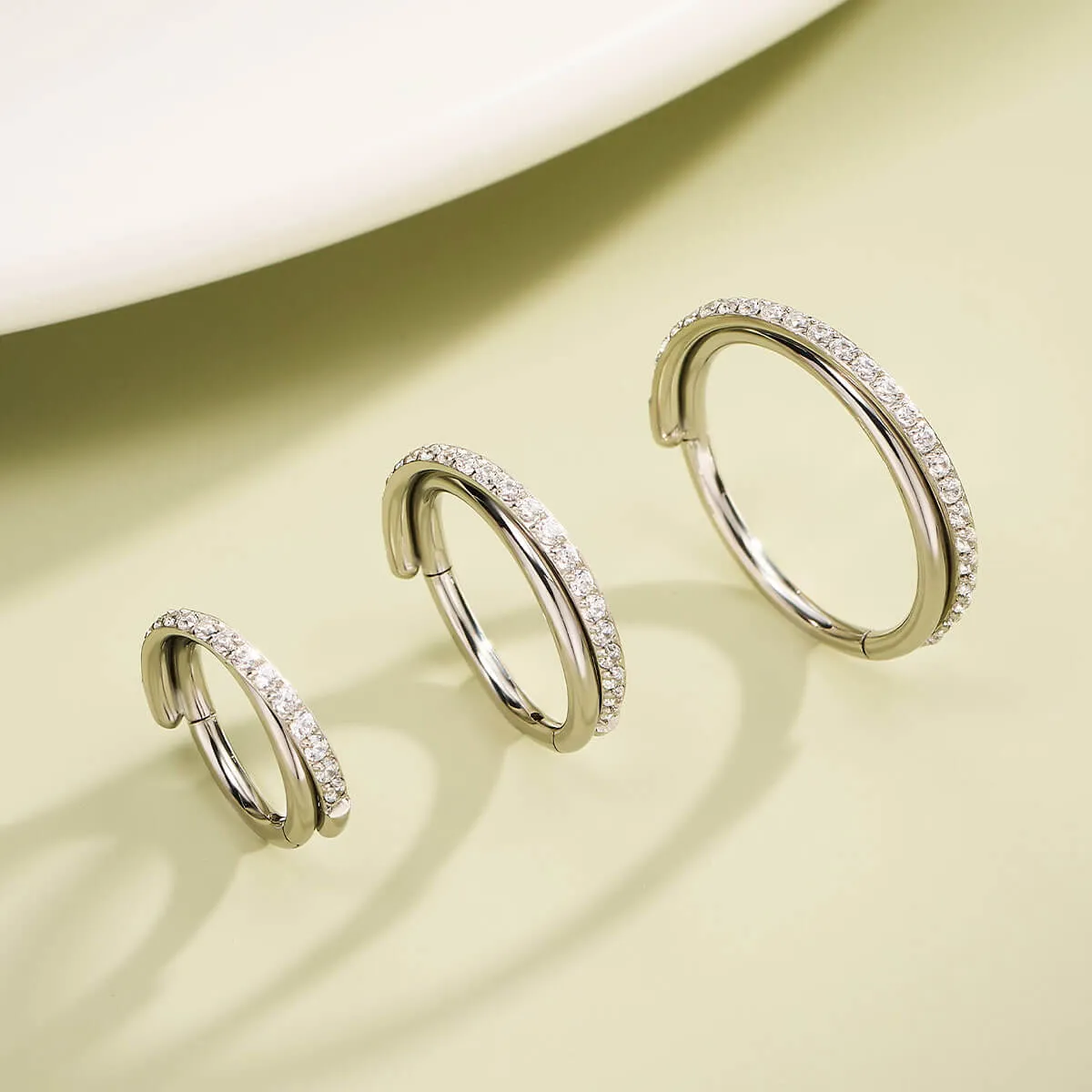 18G CZ Hinged Segment Entwine Nose Ring Cartilage Earring