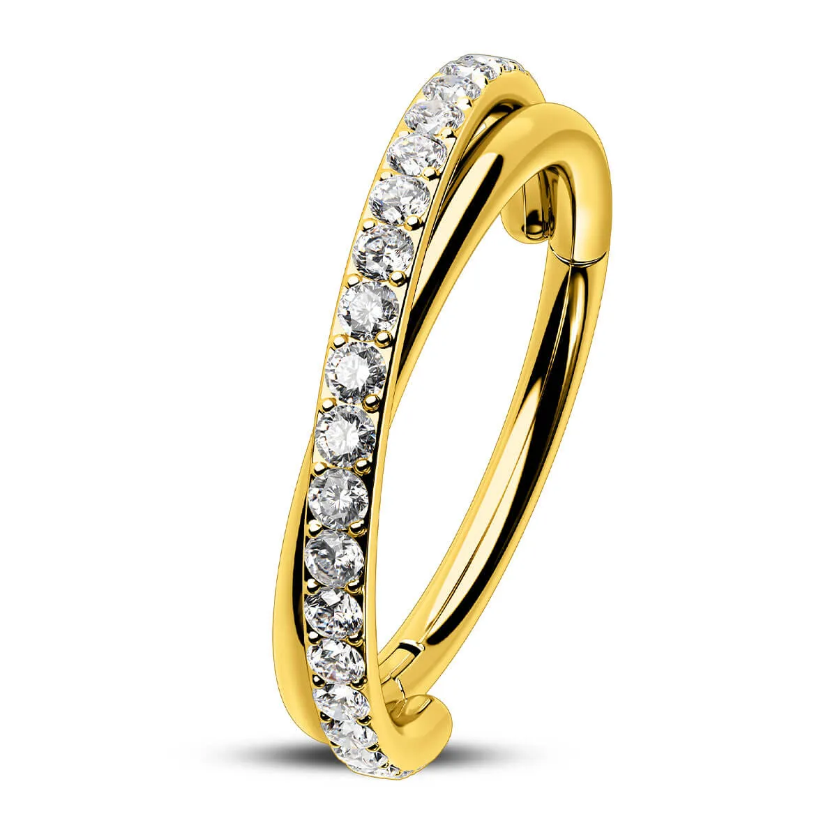 18G CZ Hinged Segment Entwine Nose Ring Cartilage Earring