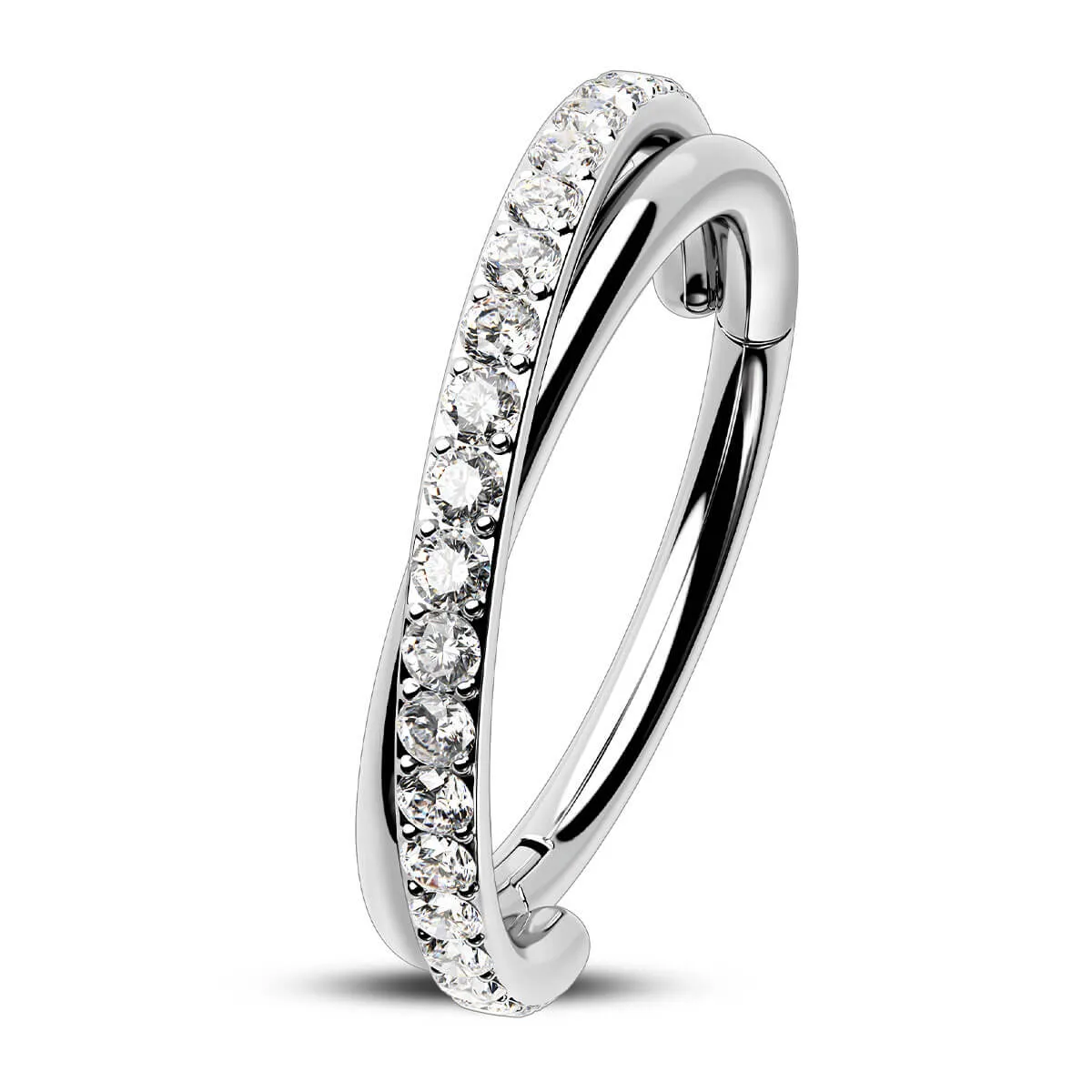 18G CZ Hinged Segment Entwine Nose Ring Cartilage Earring