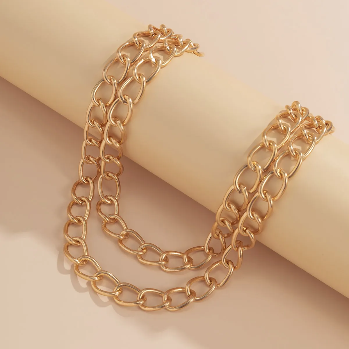18K Gold-Plated Curb Chain Necklace Set