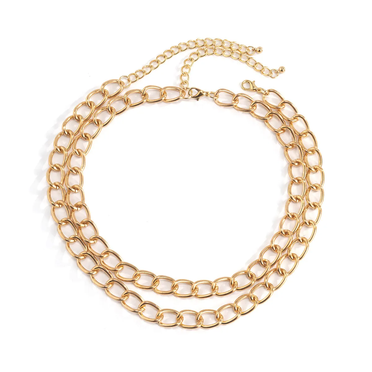 18K Gold-Plated Curb Chain Necklace Set