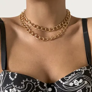 18K Gold-Plated Curb Chain Necklace Set