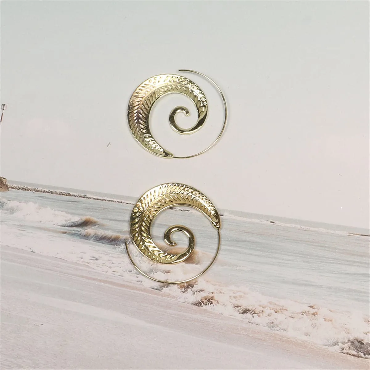 18K Gold-Plated Leaf Swirl Earrings