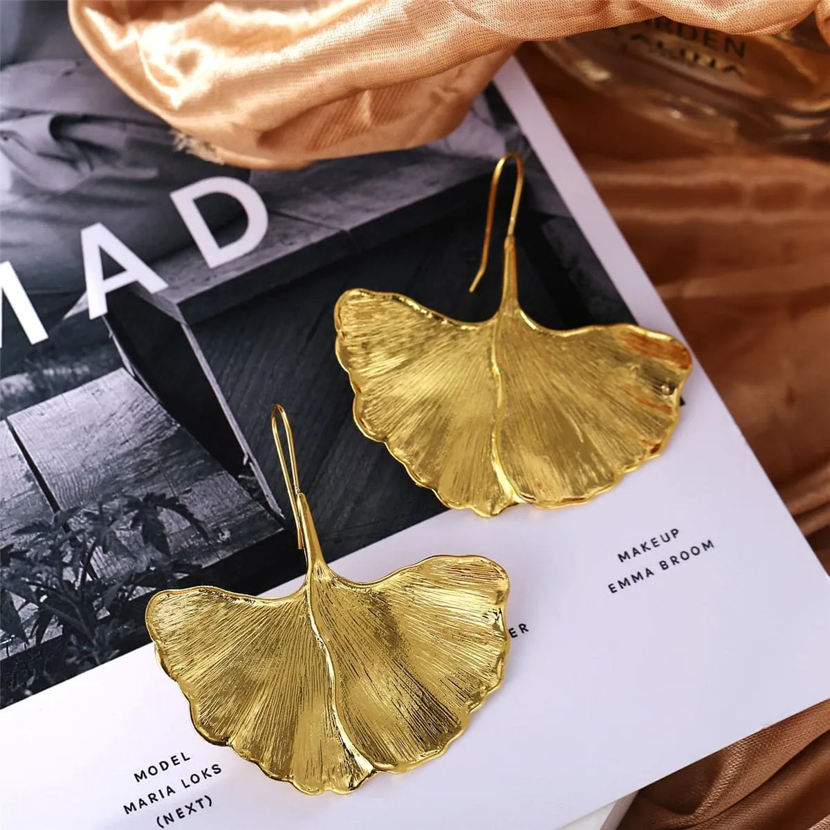 18K Gold-Plated Lotus Leaf Drop Earring