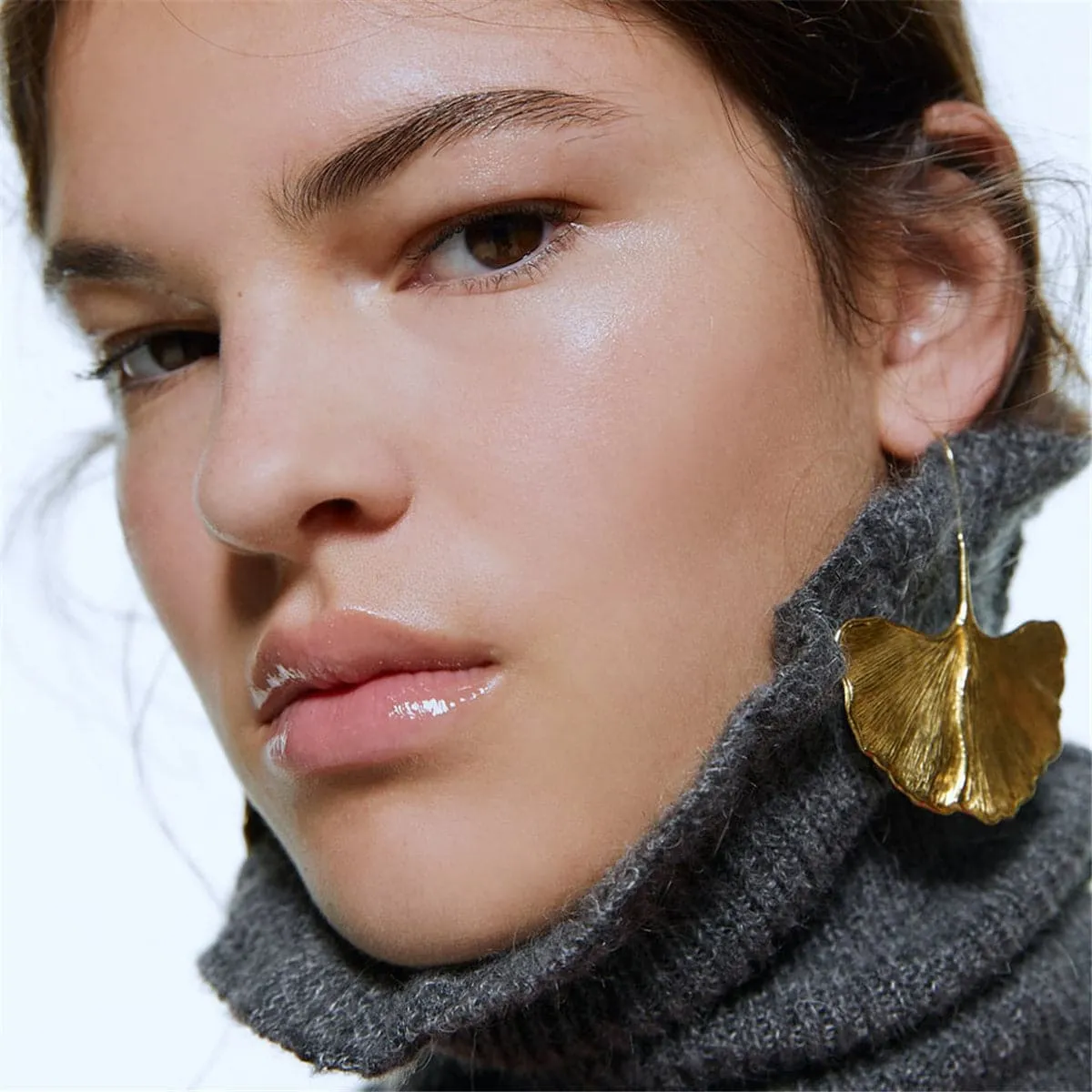 18K Gold-Plated Lotus Leaf Drop Earring