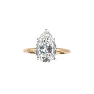 18K Rose Gold Solitaire Pear Diamond Engagement Ring