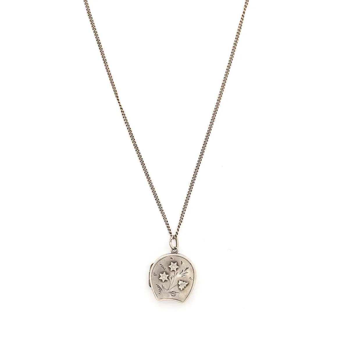 1901 English Sterling Silver Star Flower Locket