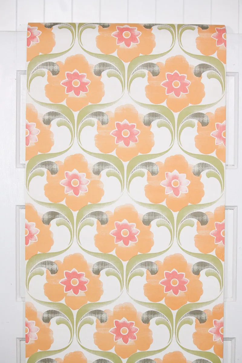 1960s Floral Vintage Wallpaper