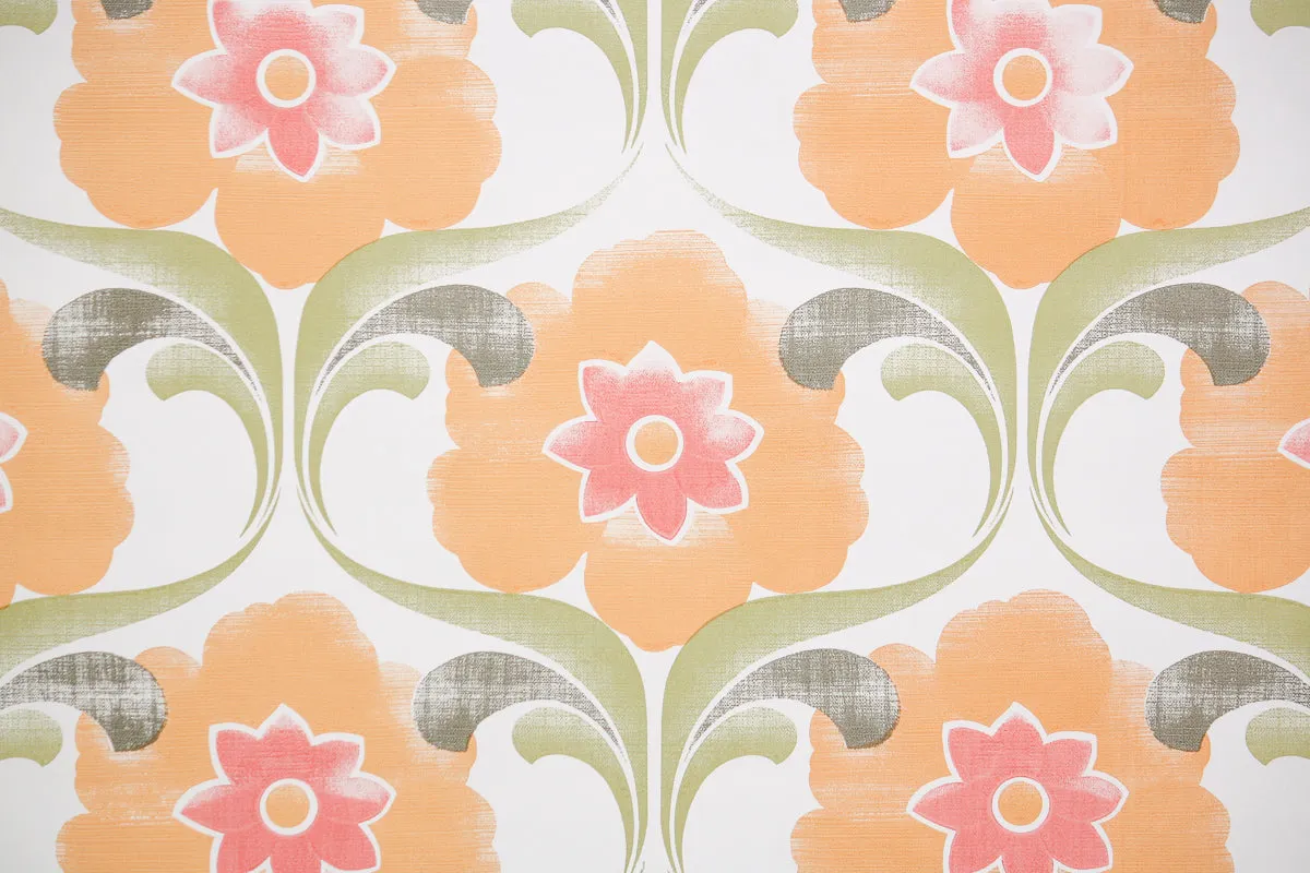 1960s Floral Vintage Wallpaper