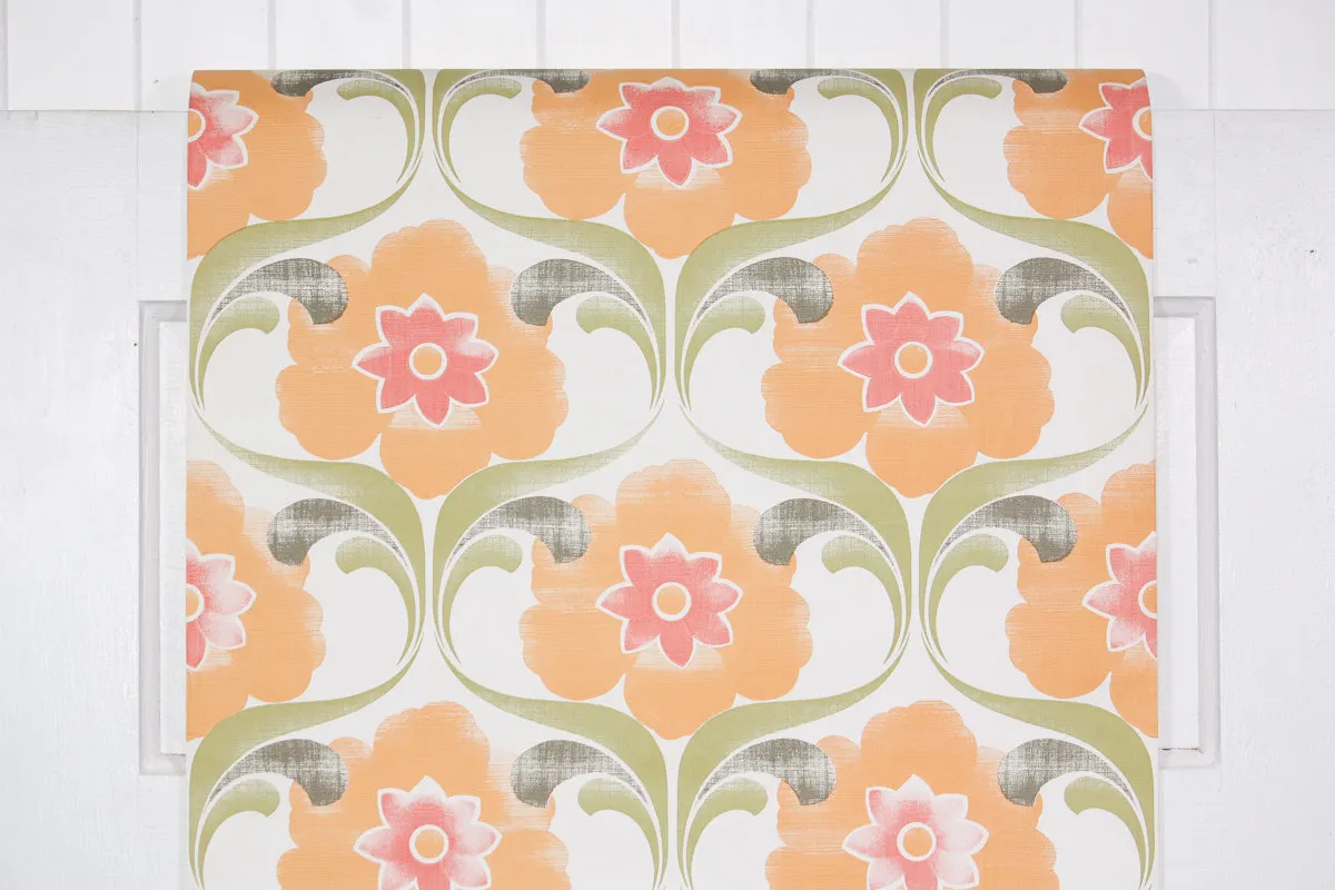 1960s Floral Vintage Wallpaper