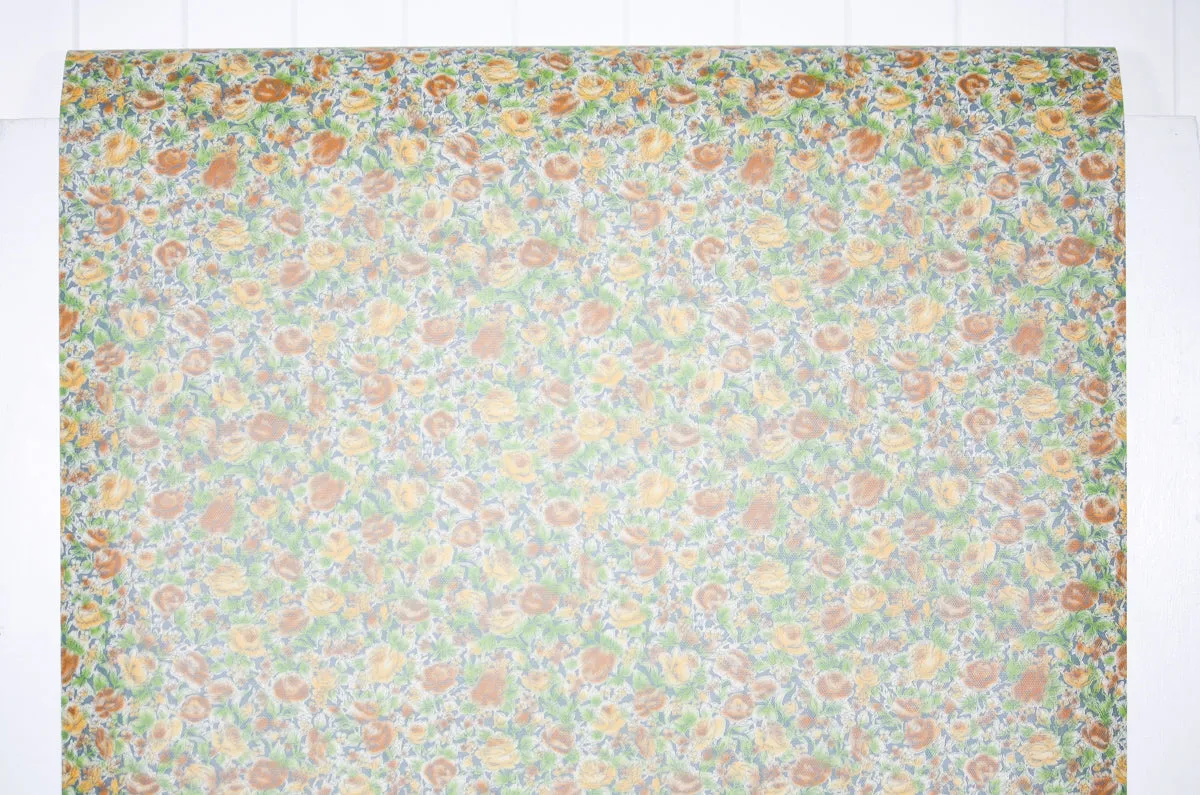 1970s Floral Vinyl Vintage Wallpaper